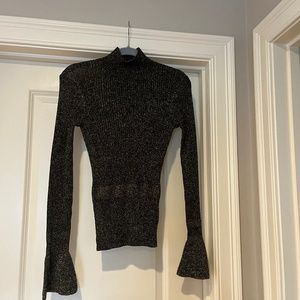 Veronica Beard black Lilia Turtleneck with Metallic Gold